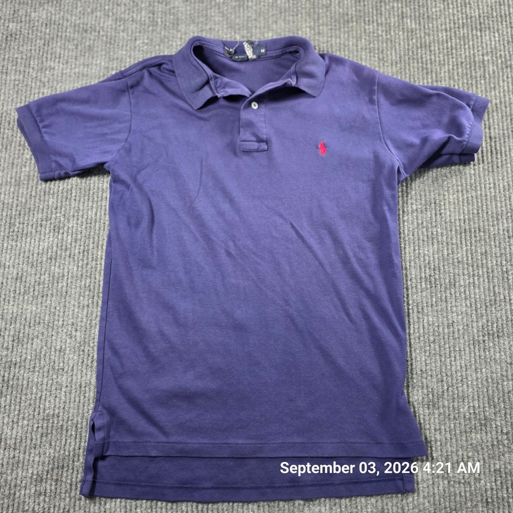 Polo Ralph Lauren Mens Purple Short Sleeve Pique Polo Shirt Red Pony Logo Size M